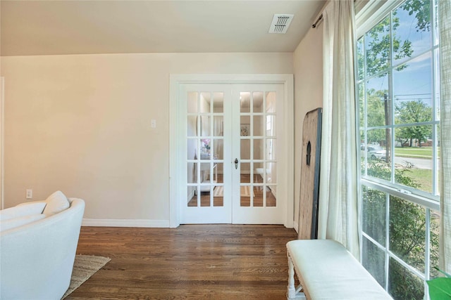 3418 S 11th St, Abilene, TX 79605 - entryway featuring french doors, healthy amount of natural light, dark wood-style floors, and baseboards