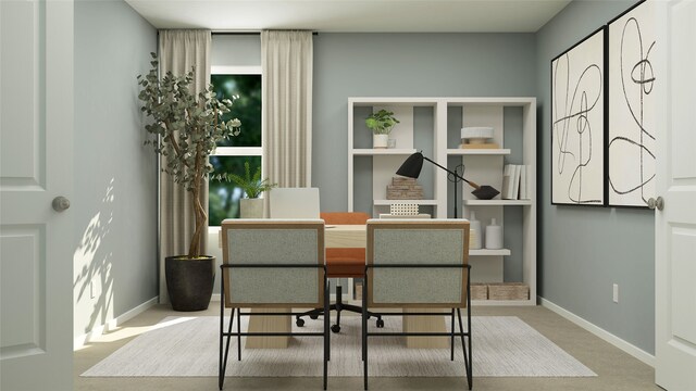 664 Criner St, Grandview, TX 76050 - dining space featuring a desk, baseboards, and carpet