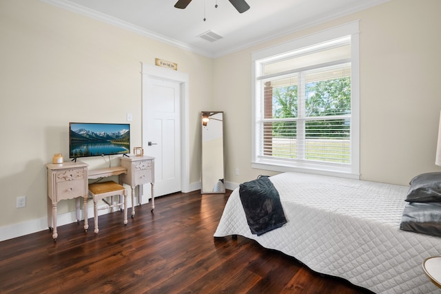 174 Rs County Road 3160, Emory, TX 75440 - bedroom with wood finished floors, ornamental molding, and ceiling fan