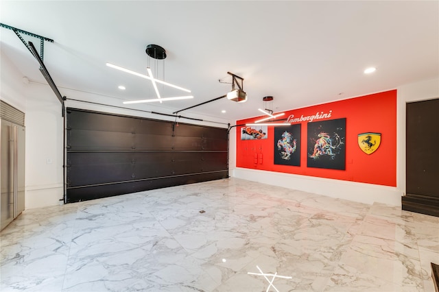 3713 Greenbrier Dr, University Park, TX 75225 - garage featuring a garage door opener and recessed lighting