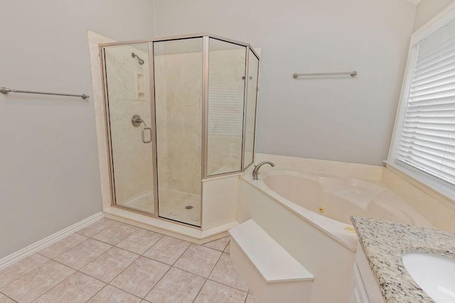 1501 Milla Ct, Euless, TX 76039 - full bathroom with a stall shower, tile patterned flooring, and a garden tub