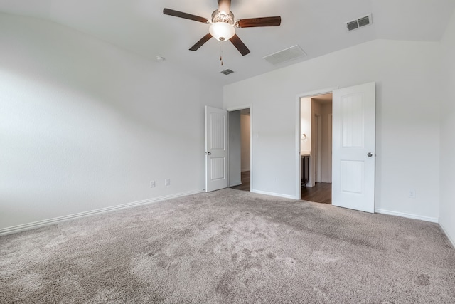 1316 Renoir Dr, Little Elm, TX 75068 - unfurnished bedroom with carpet floors, baseboards, vaulted ceiling, ceiling fan, and ensuite bath