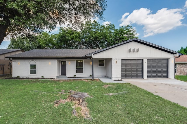 3011 Sunnybrook Ln, Arlington, TX 76014 - ranch-style house with an attached garage, brick siding, concrete driveway, and a front lawn