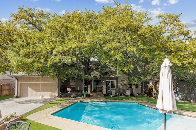7008 Joyce Way, Dallas, TX 75225 - view of pool featuring a water slide and fence