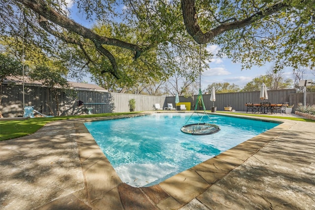 7008 Joyce Way, Dallas, TX 75225 - view of pool with a patio, a fenced backyard, and outdoor dining area