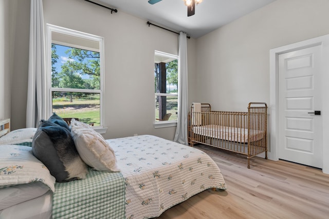 bedroom with light wood finished floors