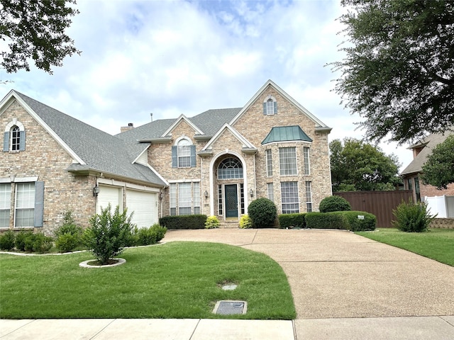 7321 Marigold Dr, Irving, TX 75063 - view of front of property with stone siding, driveway, roof with shingles, and a chimney