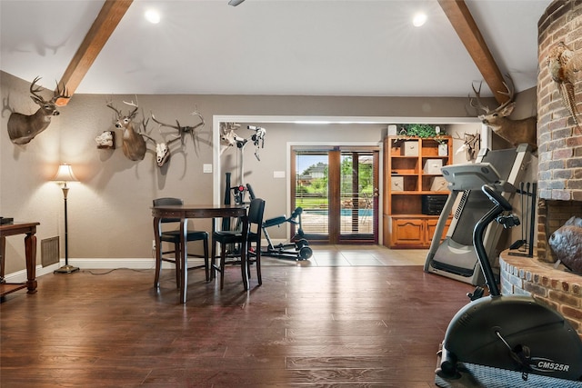 120 Willow Oak Ct, Double Oak, TX 75077 - workout room featuring hardwood / wood-style floors and baseboards