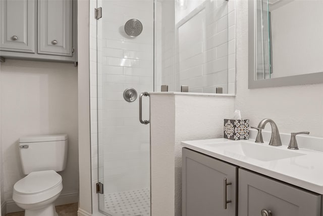 120 Willow Oak Ct, Double Oak, TX 75077 - full bathroom with vanity, a stall shower, and toilet