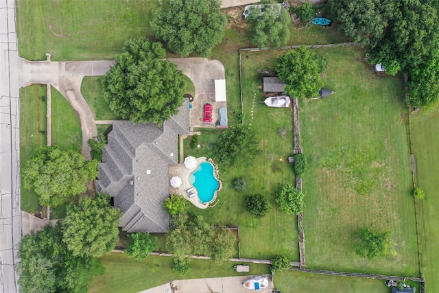 120 Willow Oak Ct, Double Oak, TX 75077 - aerial view of property and surrounding area featuring a pool area