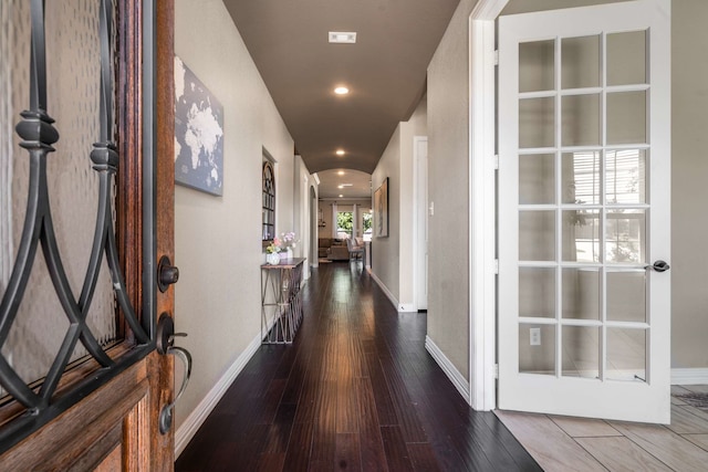 958 Prairie Timber Rd, Burleson, TX 76028 - corridor featuring baseboards, wood finished floors, and recessed lighting
