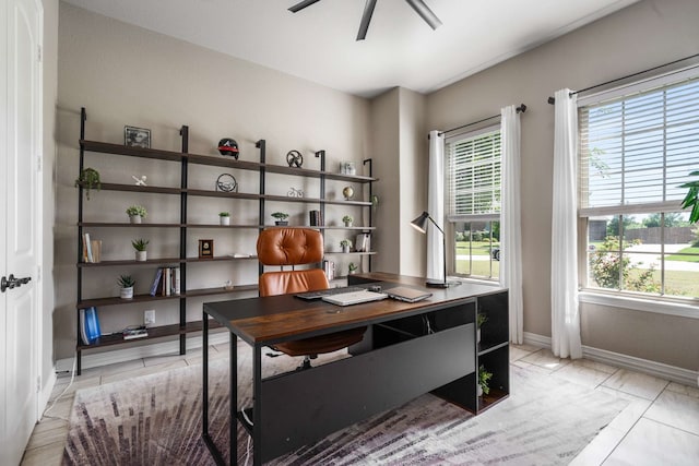 958 Prairie Timber Rd, Burleson, TX 76028 - office space featuring baseboards and ceiling fan