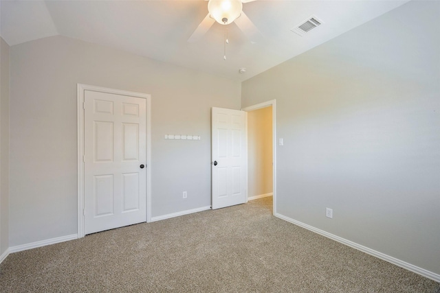 11212 Sunrise Ln, Frisco, TX 75035 - unfurnished bedroom featuring carpet floors, baseboards, vaulted ceiling, and a ceiling fan