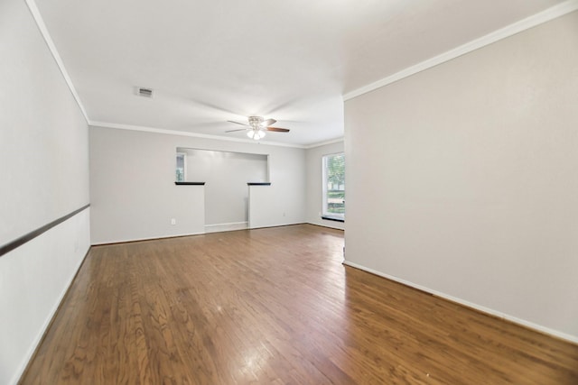 611 Buffalo Dr, Arlington, TX 76013 - unfurnished room with ornamental molding, a ceiling fan, wood finished floors, and baseboards