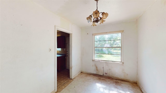 3243 Arizona Ave, Dallas, TX 75216 - empty room featuring a chandelier and light floors