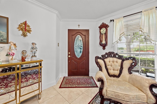 5637 Hunters Bend Ln, Dallas, TX 75249 - entrance foyer featuring light tile patterned floors, crown molding, and baseboards