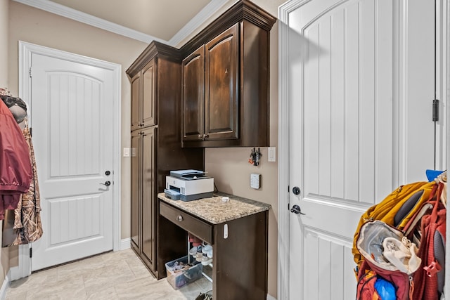781 Audra Cir, Rhome, TX 76078 - washroom featuring crown molding and baseboards