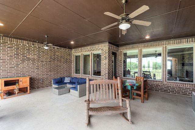 781 Audra Cir, Rhome, TX 76078 - view of patio / terrace featuring ceiling fan and an outdoor living space