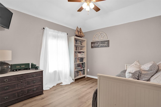 6105 Sidney Ln, Mckinney, TX 75070 - bedroom featuring light wood-type flooring, baseboards, and ceiling fan