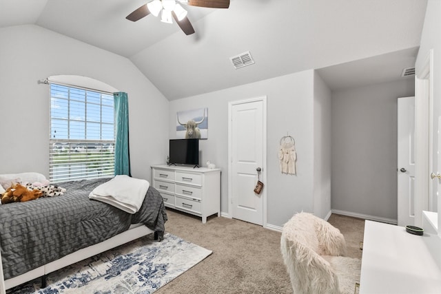 1319 Bridgewater Blvd, Celina, TX 75009 - bedroom with lofted ceiling, light carpet, ceiling fan, and baseboards