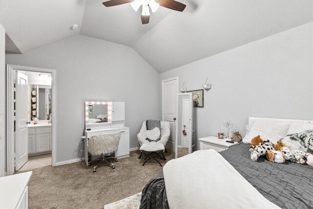 1319 Bridgewater Blvd, Celina, TX 75009 - carpeted bedroom featuring lofted ceiling, ceiling fan, a closet, and ensuite bathroom