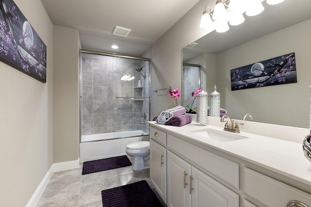 2604 Coyote Xing, Rockwall, TX 75087 - bathroom with vanity, toilet, shower / bathtub combination, baseboards, and tile patterned floors
