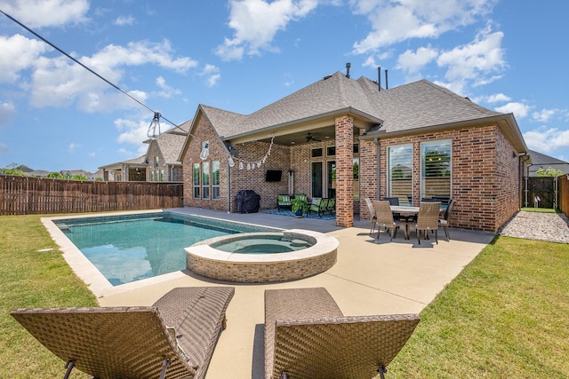 1607 Lilac Ln, Celina, TX 75009 - view of pool with ceiling fan, a patio area, and a pool with connected hot tub