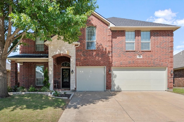 7608 White Fawn Rd, Arlington, TX 76002 - traditional-style home featuring a garage, concrete driveway, and brick siding