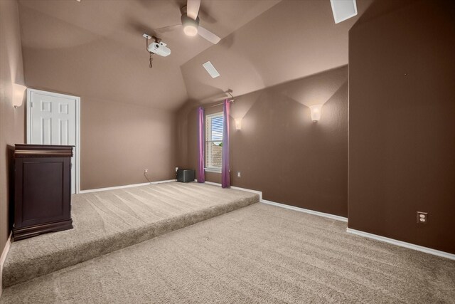 7608 White Fawn Rd, Arlington, TX 76002 - additional living space with carpet floors, a ceiling fan, lofted ceiling, and baseboards