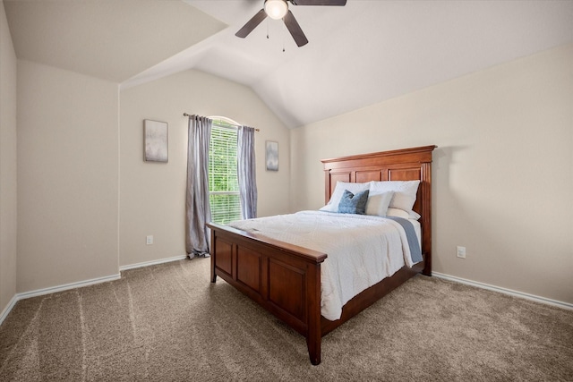 7608 White Fawn Rd, Arlington, TX 76002 - carpeted bedroom with lofted ceiling, baseboards, and a ceiling fan