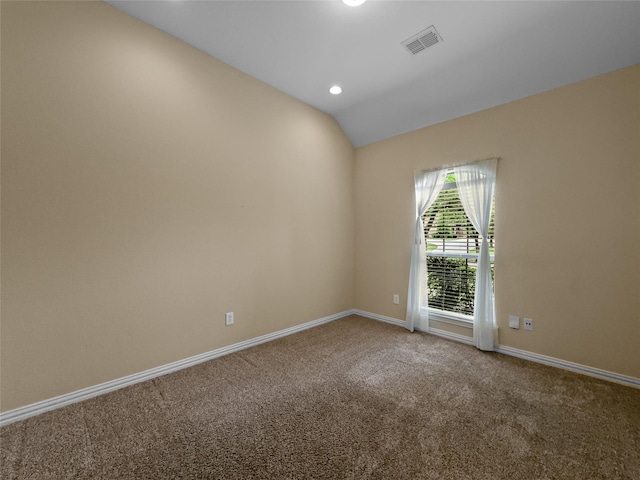 5143 Pond Bluff Way, Fairview, TX 75069 - unfurnished room with carpet floors, baseboards, vaulted ceiling, and recessed lighting