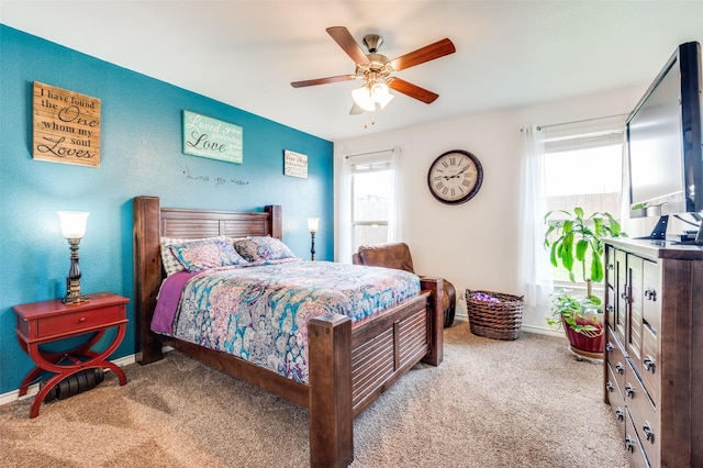 820 Lake Sierra Way, Little Elm, TX 75068 - carpeted bedroom featuring a ceiling fan and baseboards
