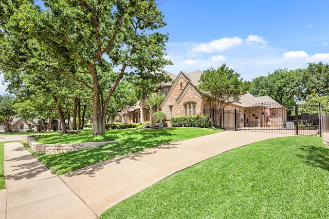 1405 Micah Way, Keller, TX 76248 - tudor home featuring a gate, brick siding, a garage, and driveway