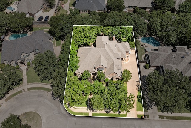 1405 Micah Way, Keller, TX 76248 - aerial perspective of suburban area with a pool and property parcel outlined