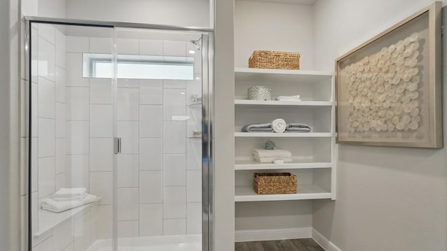 1303 Finley Dr, Mansfield, TX 76063 - full bathroom with a shower stall, baseboards, and wood finished floors