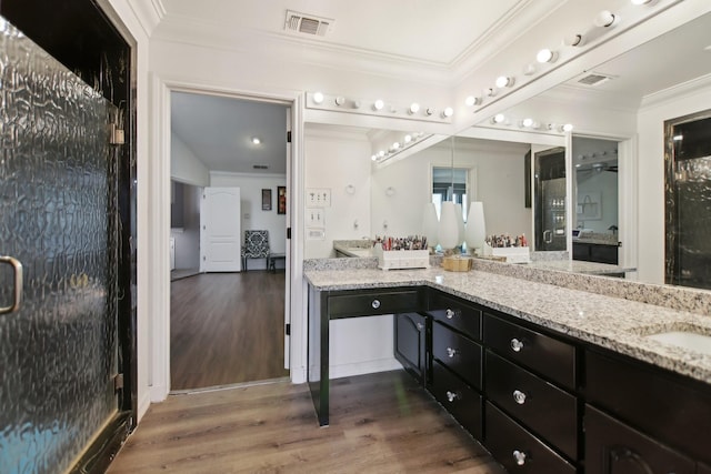4711 W Wedgefield Rd, Granbury, TX 76049 - full bath with crown molding, wood finished floors, and vanity