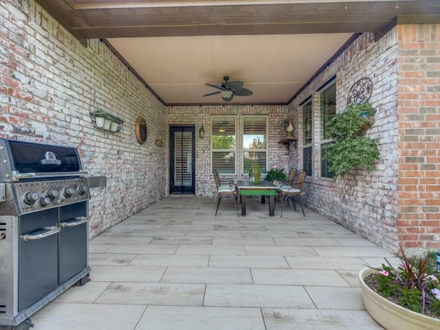 13026 Brook Ridge Dr, Frisco, TX 75035 - view of patio featuring ceiling fan, grilling area, and outdoor dining space