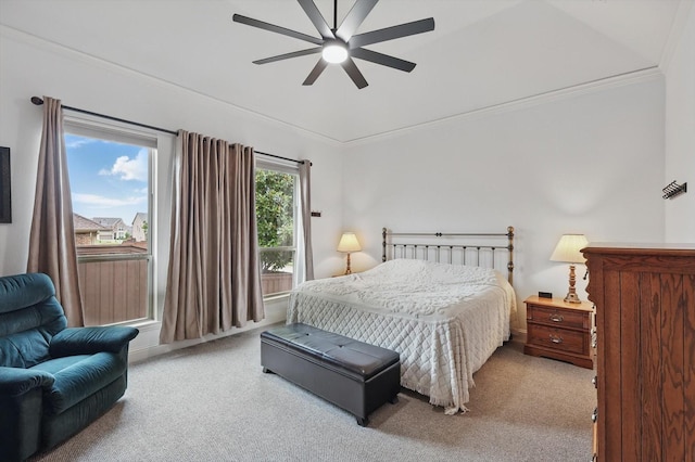 2801 Spring Oaks Dr, Highland Village, TX 75077 - bedroom with carpet flooring, ornamental molding, and a ceiling fan