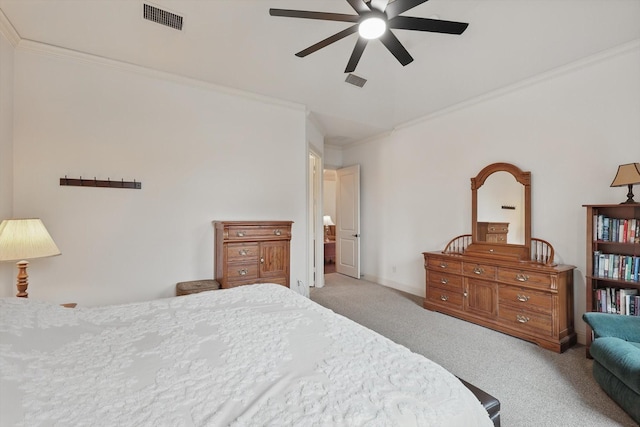 2801 Spring Oaks Dr, Highland Village, TX 75077 - bedroom featuring carpet, ornamental molding, a ceiling fan, and baseboards