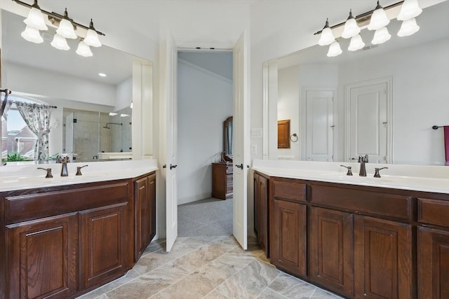 2801 Spring Oaks Dr, Highland Village, TX 75077 - full bathroom featuring a stall shower and two vanities