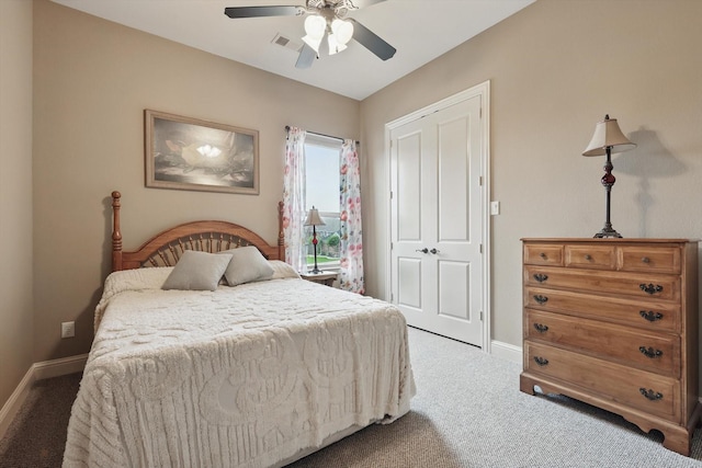 2801 Spring Oaks Dr, Highland Village, TX 75077 - bedroom featuring carpet floors, baseboards, and a ceiling fan