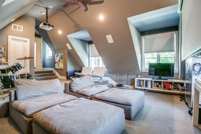 4432 Mockingbird Pkwy, University Park, TX 75205 - living area with vaulted ceiling and a ceiling fan