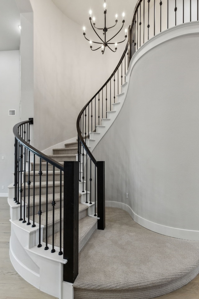 2921 Citation Rd, Celina, TX 75009 - stairs featuring a chandelier and baseboards