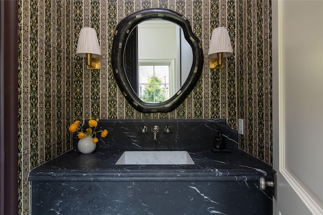 5610 Lobello, Dallas, TX 75229 - bathroom with wallpapered walls