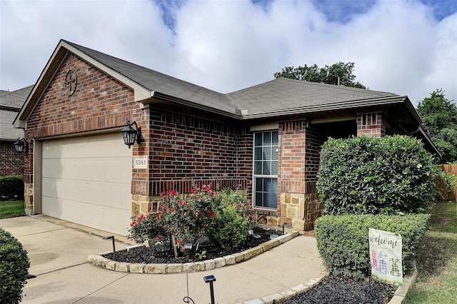 5061 Britton Ridge Ln, Fort Worth, TX 76179 - view of front of house featuring a garage, brick siding, concrete driveway, and a shingled roof