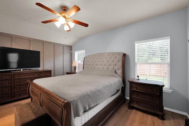 5061 Britton Ridge Ln, Fort Worth, TX 76179 - bedroom with light wood-style flooring, a ceiling fan, and vaulted ceiling