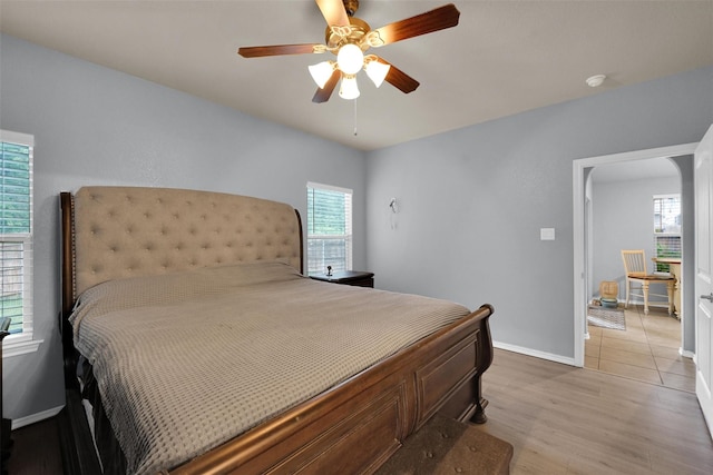 5061 Britton Ridge Ln, Fort Worth, TX 76179 - bedroom with light wood-type flooring, baseboards, and ceiling fan