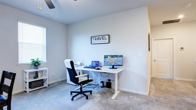 7436 Palisades Dr, Rowlett, TX 75088 - office with carpet flooring, a ceiling fan, and baseboards