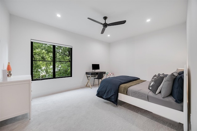10026 Mccree Rd, Dallas, TX 75238 - bedroom featuring carpet floors, recessed lighting, ceiling fan, and an office area