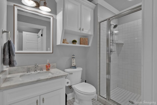 150 St Andrews Ln, Benton, LA 71006 - bathroom with a stall shower, vanity, and toilet